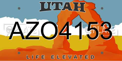 AZO4153 Utah License Plate