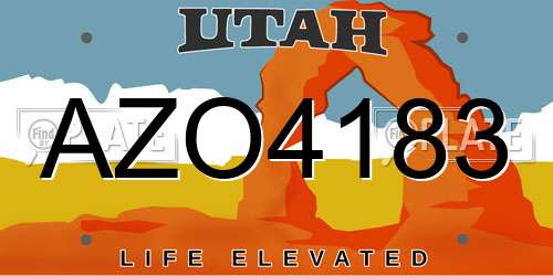 AZO4183 Utah License Plate