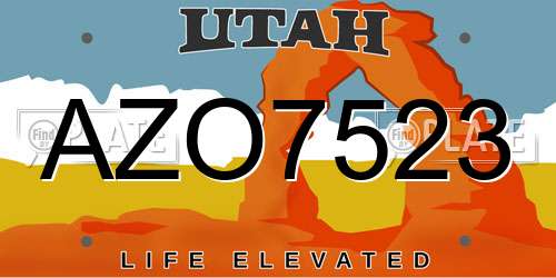 AZO7523 Utah License Plate