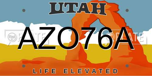 AZO76A Utah License Plate