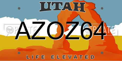 AZOZ64 Utah License Plate
