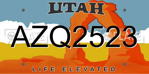AZQ2523 Utah License Plate
