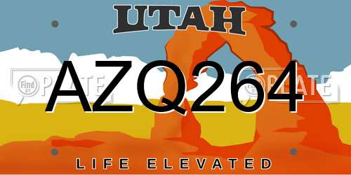 AZQ264 Utah License Plate
