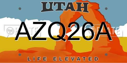 AZQ26A Utah License Plate