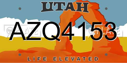 AZQ4153 Utah License Plate