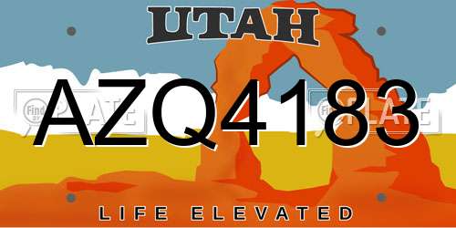 AZQ4183 Utah License Plate