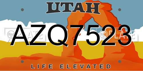 AZQ7523 Utah License Plate