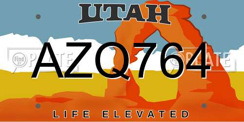 AZQ764 Utah License Plate