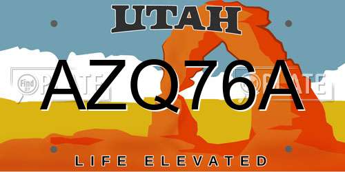 AZQ76A Utah License Plate