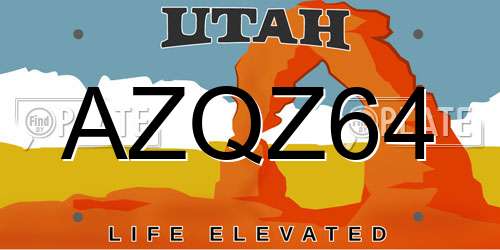 AZQZ64 Utah License Plate