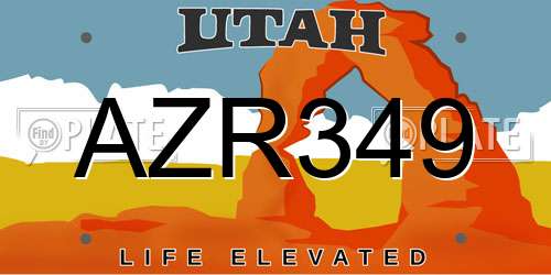 AZR349 Utah License Plate