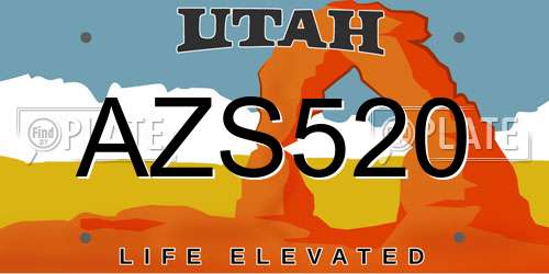 AZS520 Utah License Plate