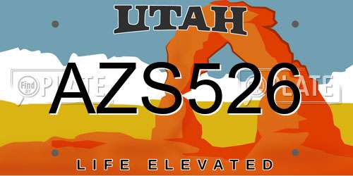 AZS526 Utah License Plate