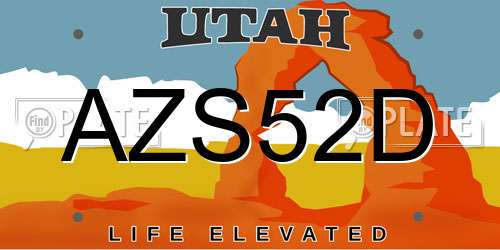 AZS52D Utah License Plate