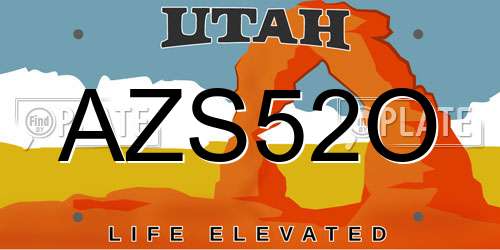 AZS52O Utah License Plate