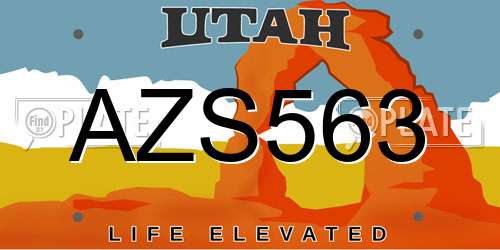 AZS563 Utah License Plate