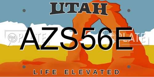 AZS56E Utah License Plate