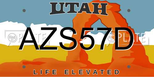 AZS57D Utah License Plate