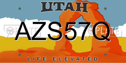 AZS57Q Utah License Plate