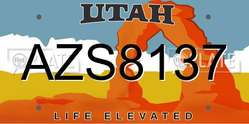 AZS8137 Utah License Plate
