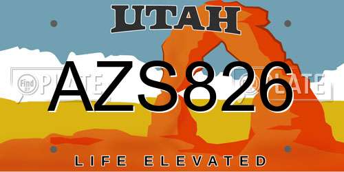 AZS826 Utah License Plate
