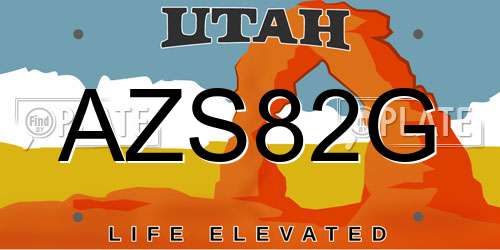 AZS82G Utah License Plate