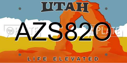 AZS82O Utah License Plate