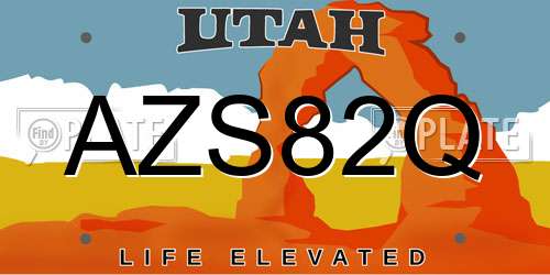 AZS82Q Utah License Plate