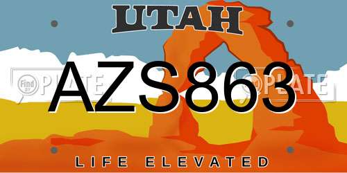 AZS863 Utah License Plate