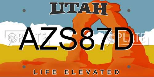 AZS87D Utah License Plate