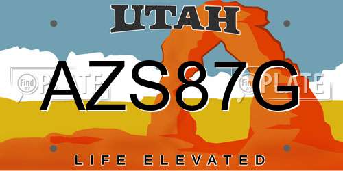 AZS87G Utah License Plate