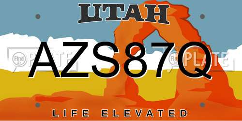 AZS87Q Utah License Plate