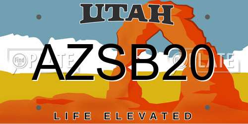 AZSB20 Utah License Plate