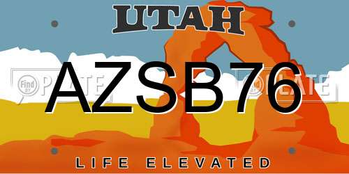 AZSB76 Utah License Plate