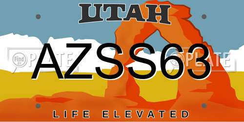 AZSS63 Utah License Plate