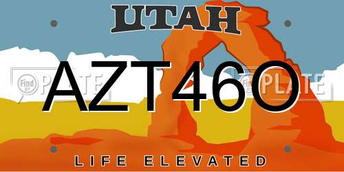 AZT46O Utah License Plate
