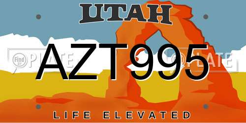 AZT995 Utah License Plate