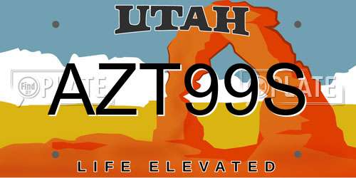 AZT99S Utah License Plate