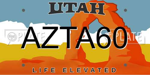 AZTA60 Utah License Plate