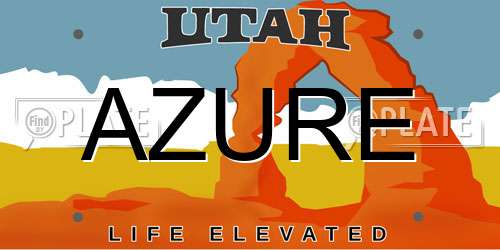 AZURE Utah License Plate