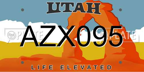 AZX095 Utah License Plate