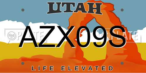 AZX09S Utah License Plate