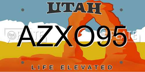 AZXO95 Utah License Plate