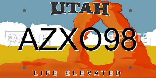 AZXO98 Utah License Plate