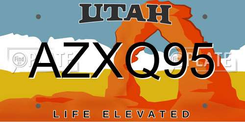 AZXQ95 Utah License Plate