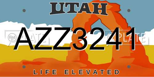 AZZ3241 Utah License Plate