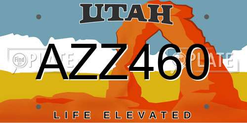 AZZ460 Utah License Plate