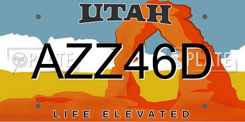 AZZ46D Utah License Plate