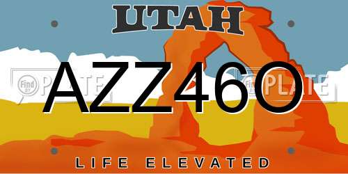 AZZ46O Utah License Plate