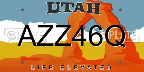 AZZ46Q Utah License Plate